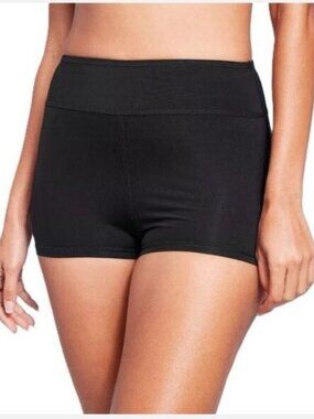 Kona Sol Solid Black High Waist Tummy Control Swim Shorts Size M (8-10)